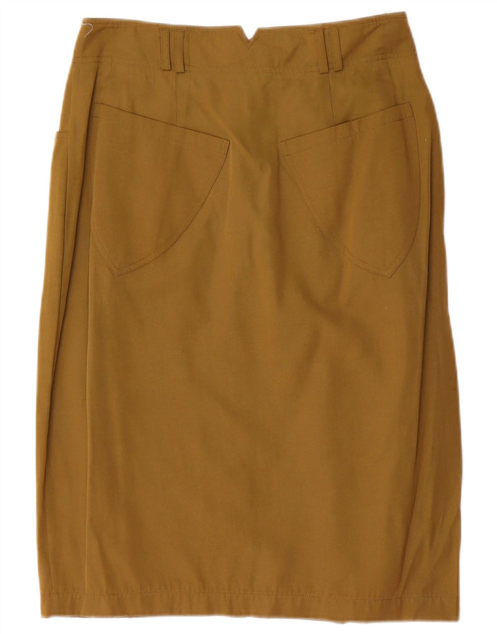 Saia lápis feminina vintage EU 38 médio W28 cáqui poliéster