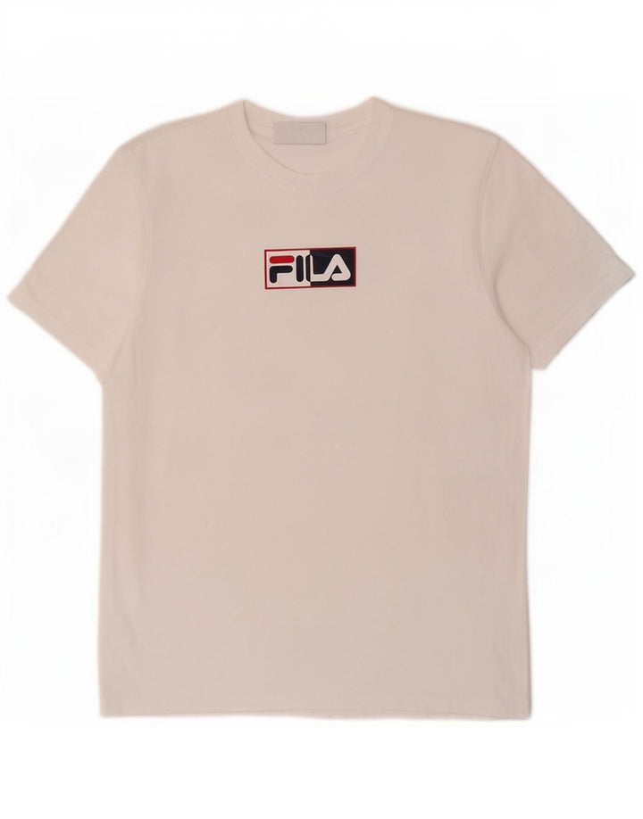 Fila Mens Graphic T-Shirt Top Médio Algodão Branco