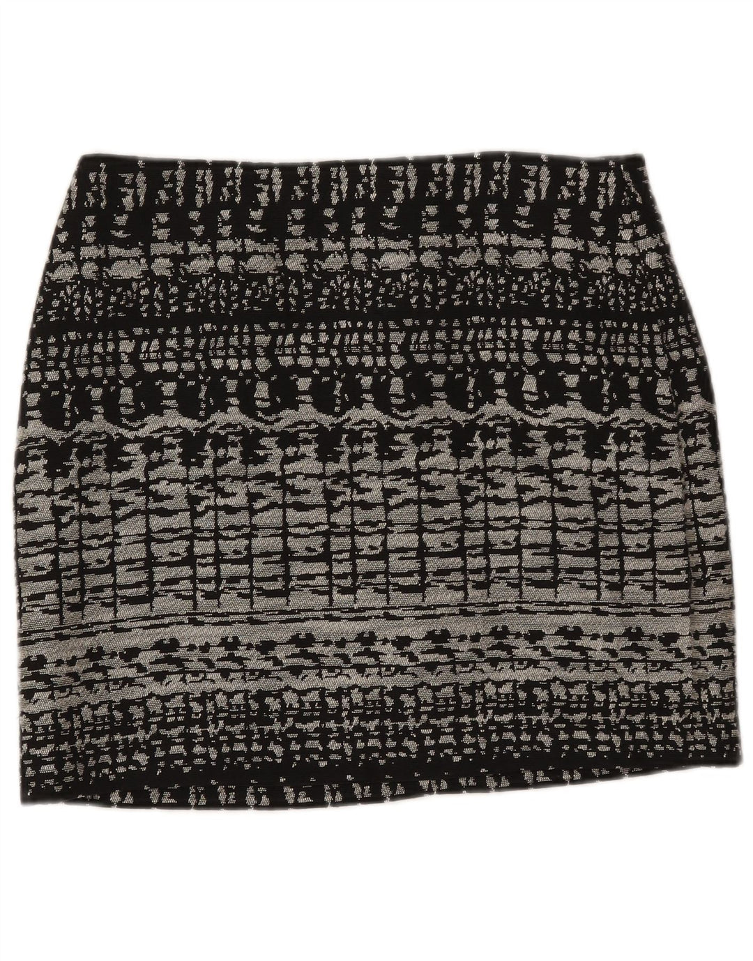 Minissaia feminina Marks & Spencer Reino Unido 12 médio W31 algodão geométrico preto