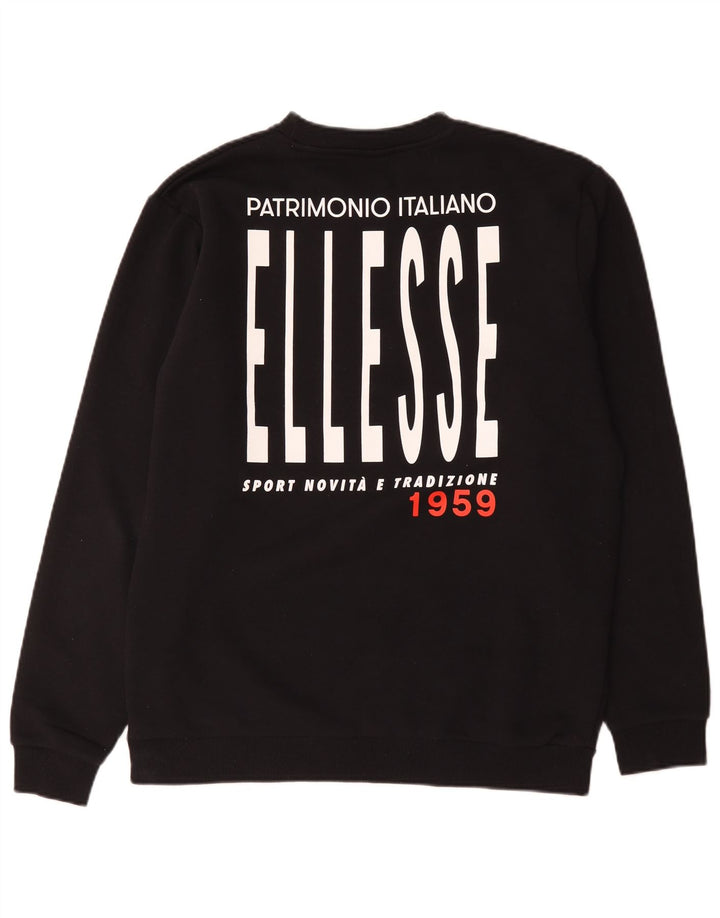 Ellesse moletom masculino gráfico jumper médio algodão preto