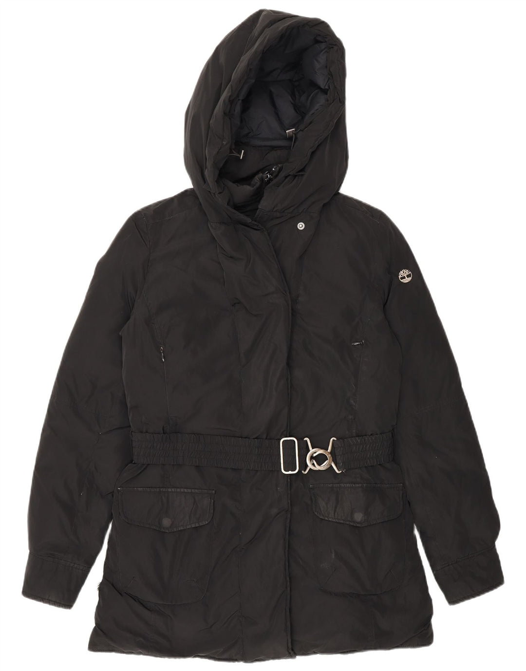 Casaco acolchoado com capuz feminino Timberland UK 10 pequeno poliéster preto