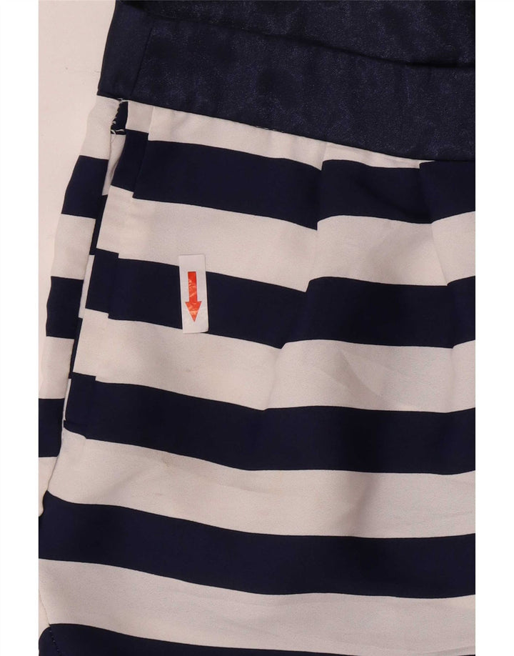 Shorts chino feminino Zara pequeno W26 poliéster listrado azul marinho