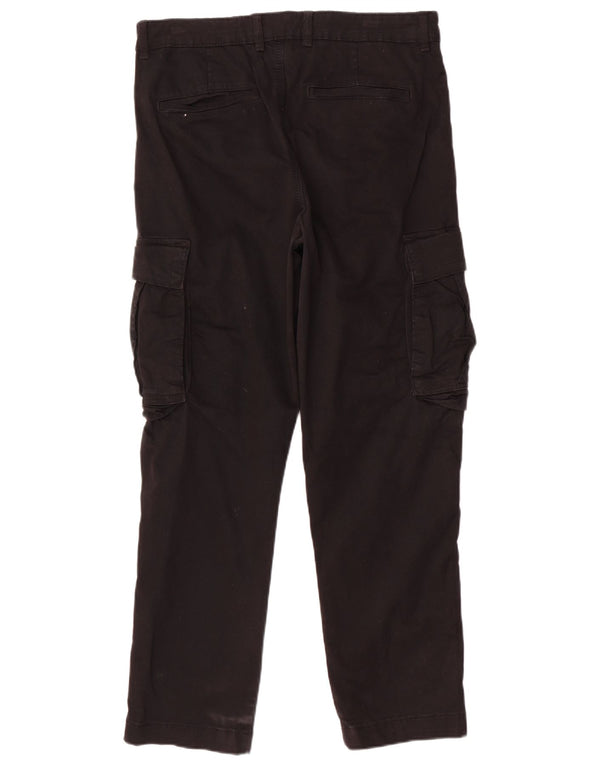 Calça cargo reta masculina Zara EU 42 grande W32 L30 algodão preto