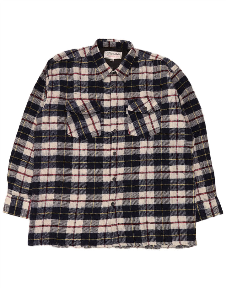 Camisa masculina de flanela Hanover tamanho 45/46 2XL azul marinho xadrez acrílico