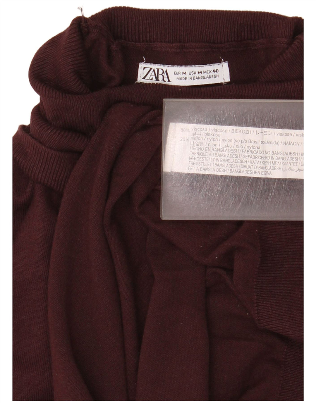 Zara Suéter masculino com gola redonda e viscose média Borgonha