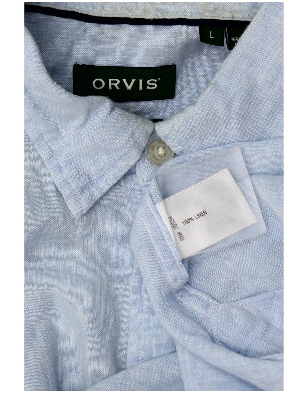 Camisa masculina de manga curta Orvis grande linho azul
