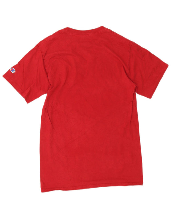 Camiseta masculina Champion Oklahoma Sooners com estampa gráfica pequena de algodão vermelho