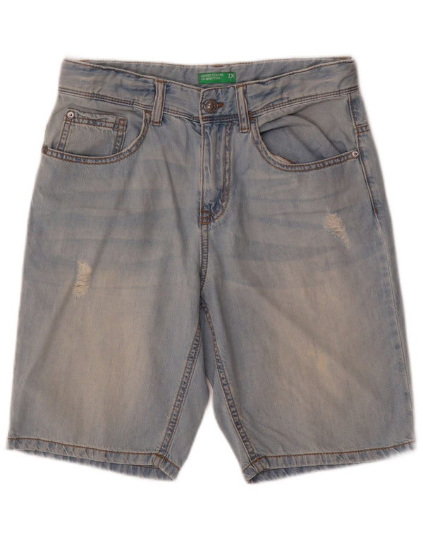 Benetton Boys Shorts Jeans 11-12 Anos 2XL W28 Azul Algodão