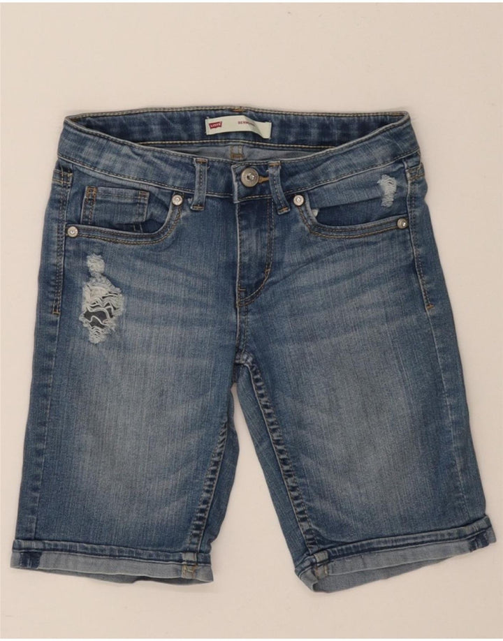 LEVI'S Girls Denim Bermuda Shorts 9-10 Years W24 Blue Cotton Vintage Levi's and Second-Hand Levi's from Messina Hembry 