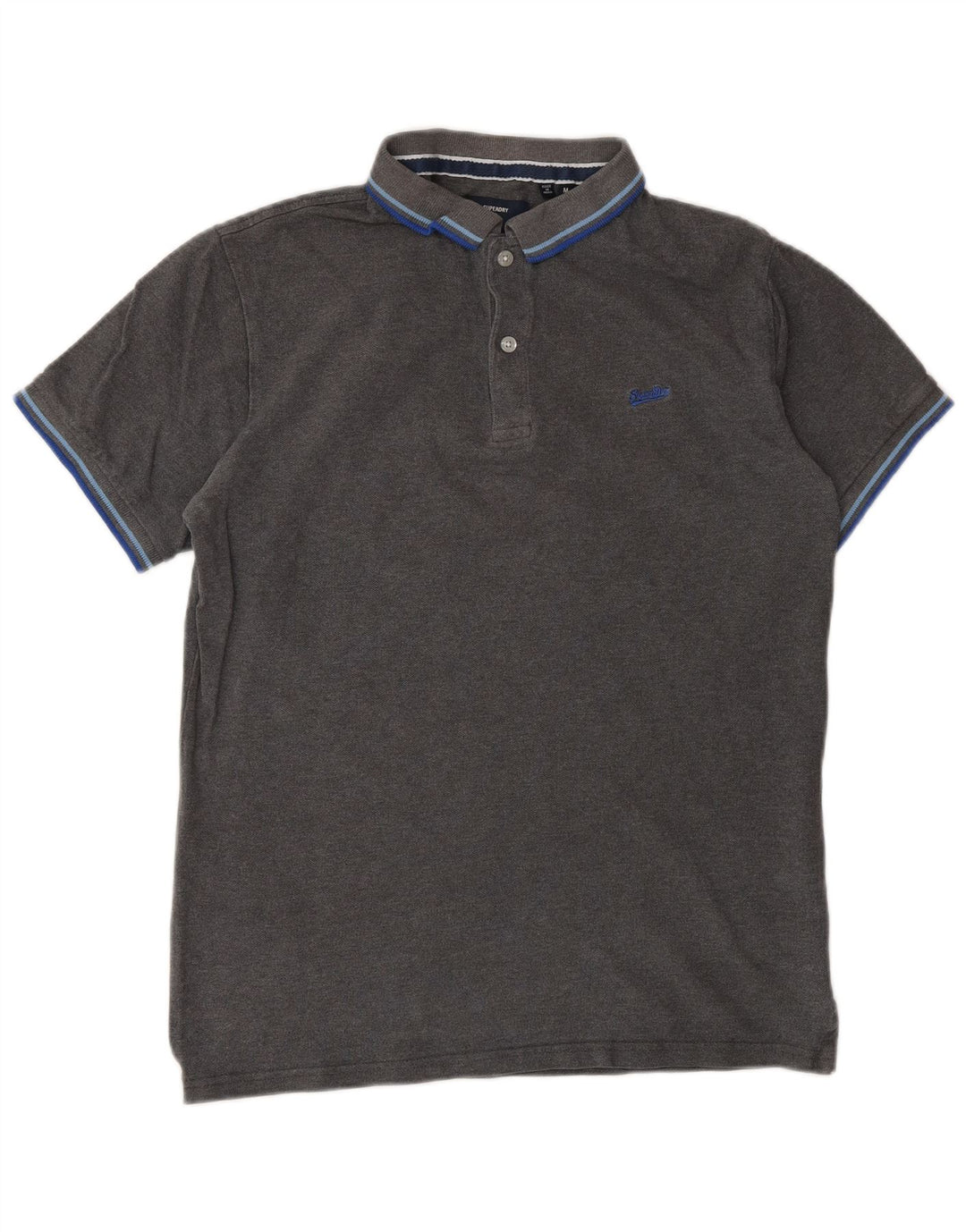 Superdry Mens Polo Shirt Medium Grey Cotton