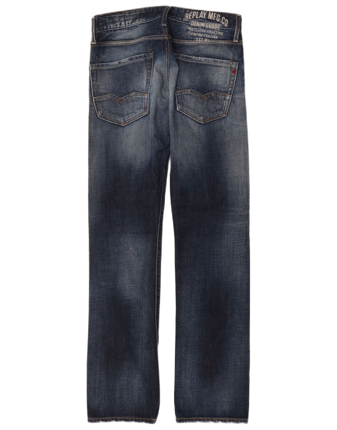 Replay Mens Graphic Straight Jeans W31 L34 Azul Algodão