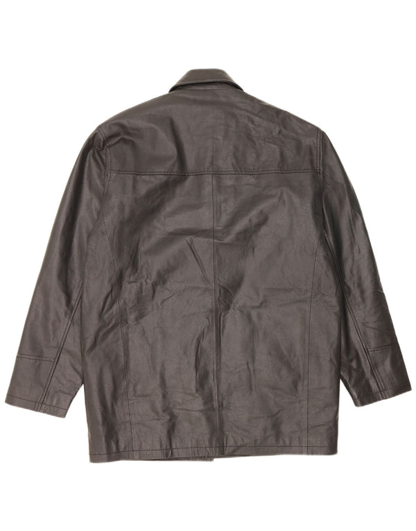 Jaqueta de couro masculina vintage UK 40 grande preta