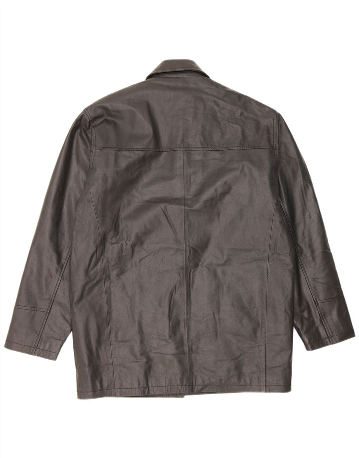 Jaqueta de couro masculina vintage UK 40 grande preta