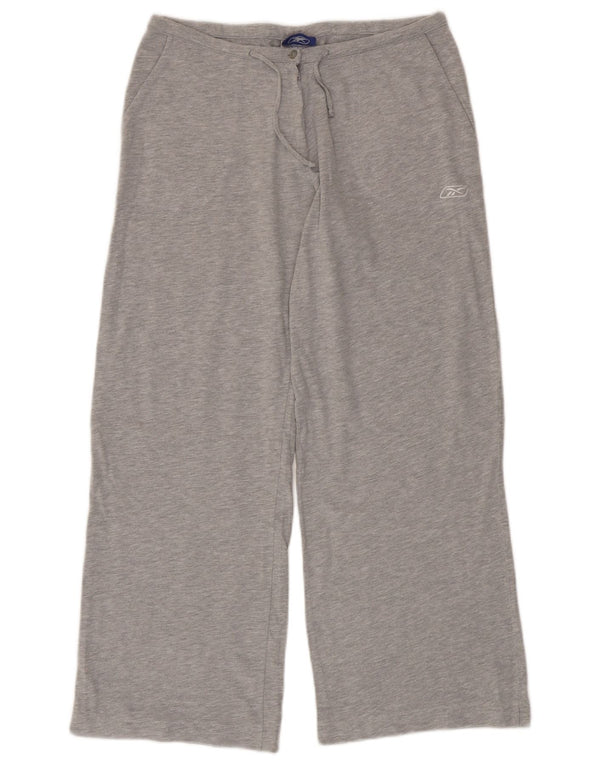 Calça de treino feminina Reebok com perna larga UK 12 algodão cinza médio