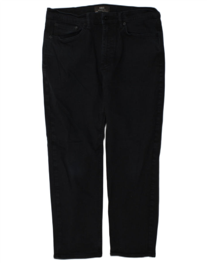 Jeans retos masculinos Marks & Spencer W34 L29 algodão azul marinho