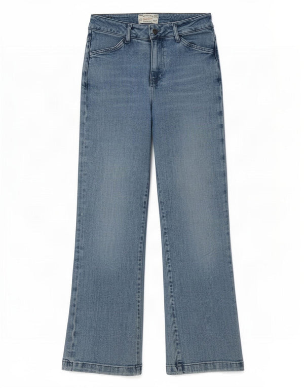 Fat Face Womens Elise Wide Leg Jeans Reino Unido 10 Pequeno W27 L29 Algodão Azul
