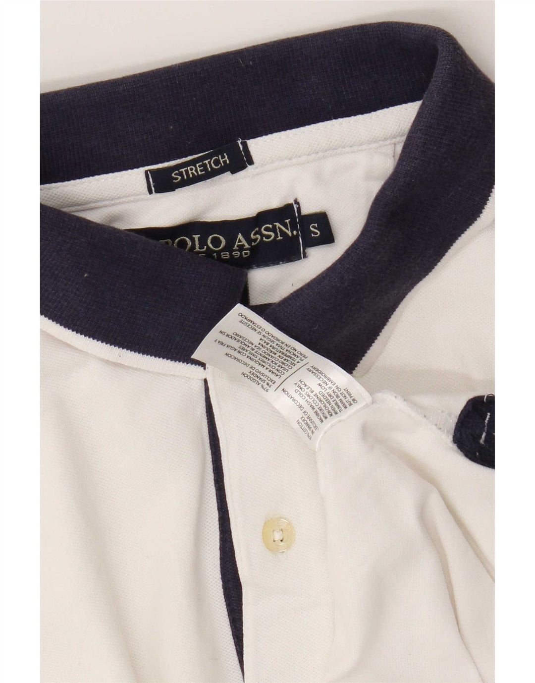 US Polo Assn. Camisa masculina pequena branca de algodão colorblock