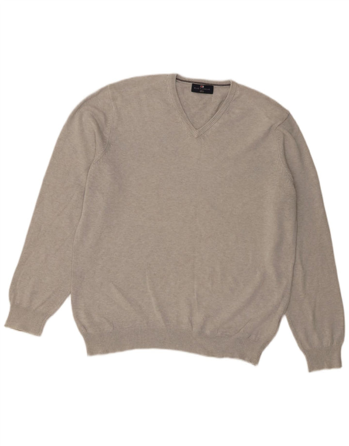 Suéter masculino Marks & Spencer Blue Harbor com decote em V grande cinza