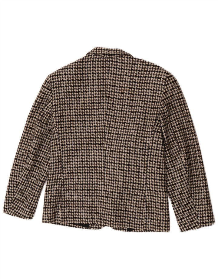 Jaqueta blazer feminina vintage com 2 botões IT 44 Houndstooth cinza médio