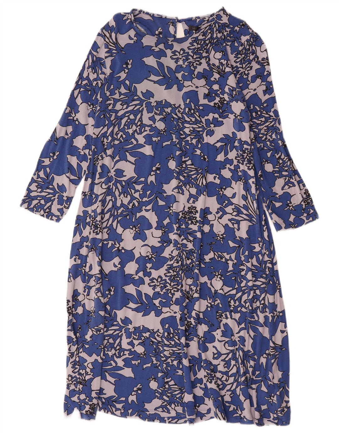 Vestido feminino Marks & Spencer manga 3/4, UK 12, azul médio floral