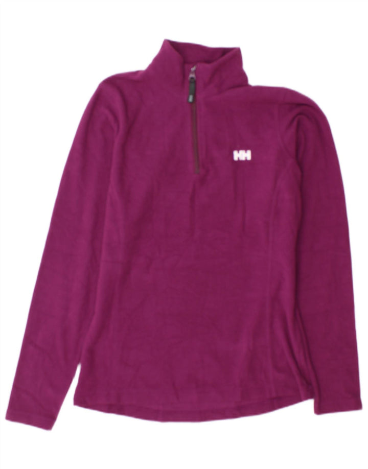 Suéter de lã feminino Helly Hansen com zíper e gola UK 14 poliéster roxo médio