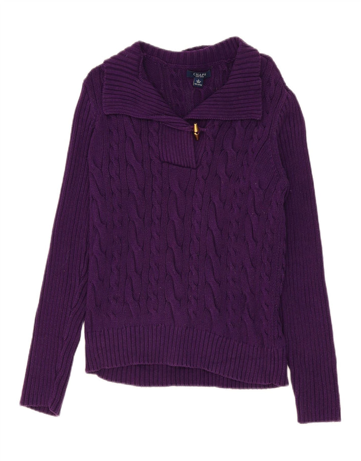 CHAPS Womens Shawl Neck Jumper Sweater UK 14 Large Purple Cotton Vintage Chaps and Second-Hand Chaps from Messina Hembry 