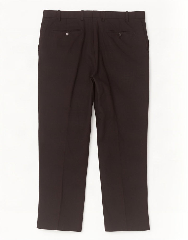 Calça masculina de terno reto Marks & Spencer sob medida W38 L31 lã preta