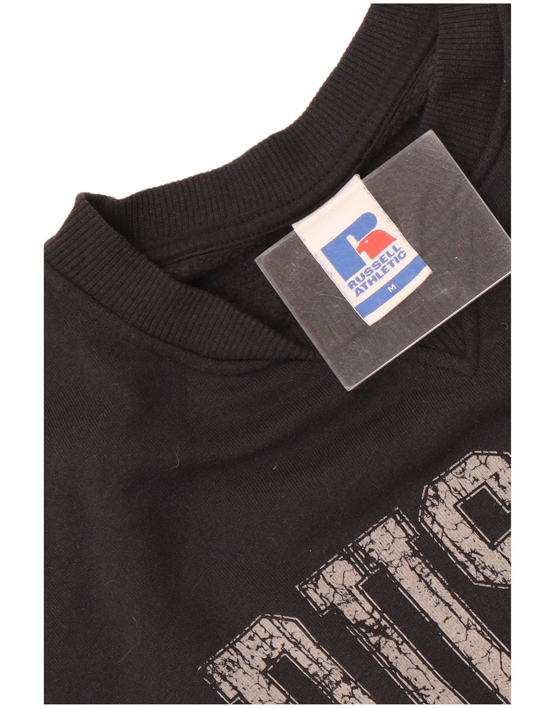 Russell Athletic Mens Graphic Loose Fit Moletom Jumper Médio Preto