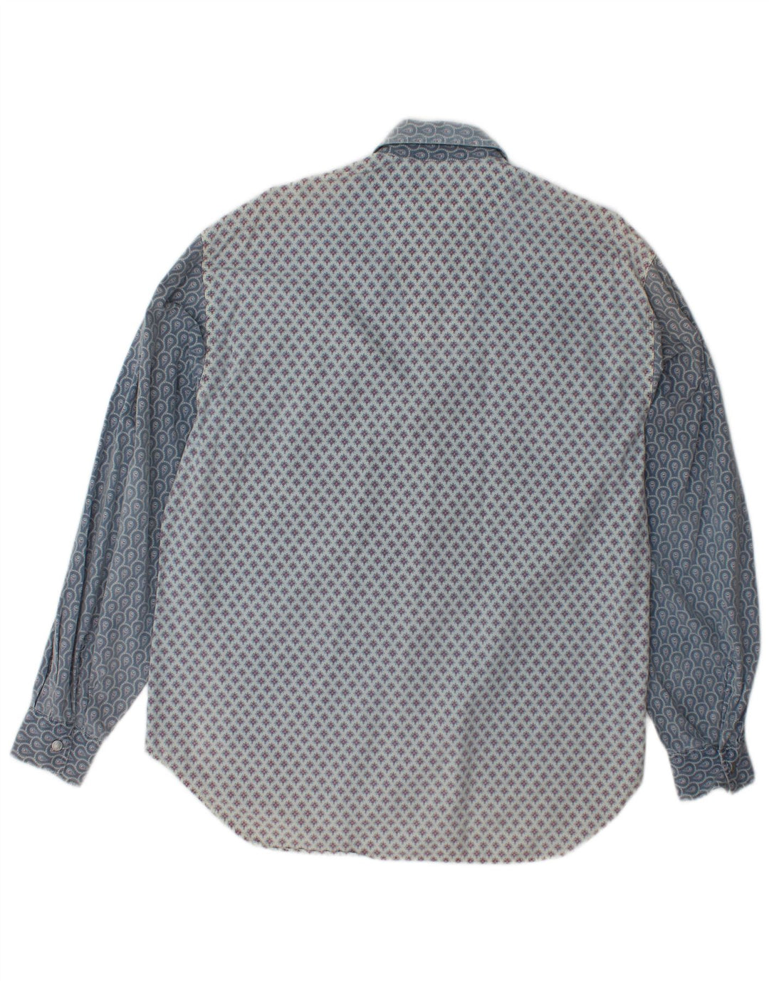 Camisa masculina VINTAGE de algodão floral azul médio