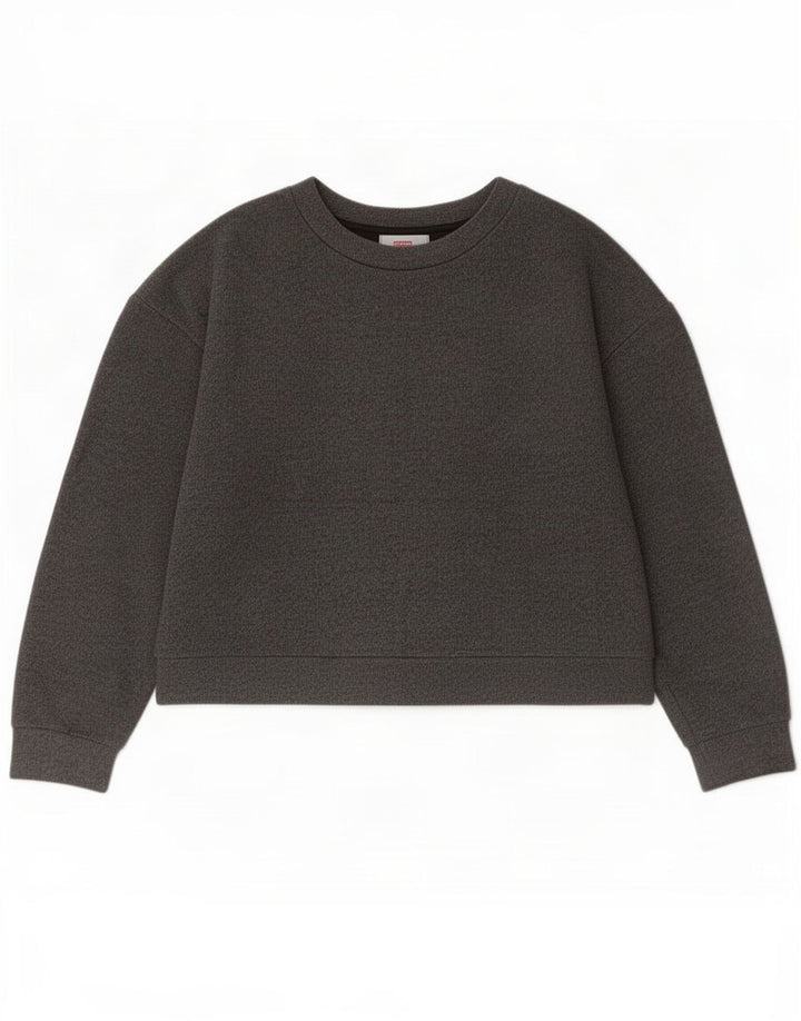 Zara Womens Crop Top Manga Longa Reino Unido 14 Médio Cinza