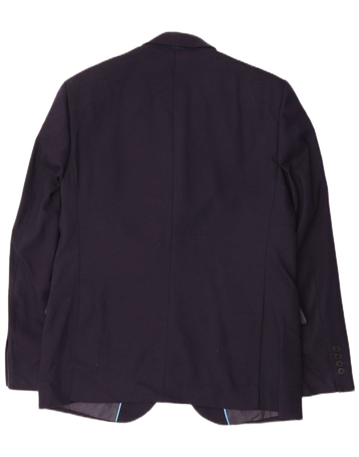 Jaqueta Blazer Slim Masculina de 2 Botões Marks & Spencer Reino Unido 42 XL Lã Azul Marinho