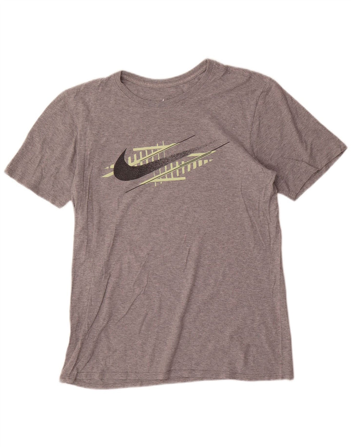 Camiseta Nike masculina gráfica Top algodão cinza médio