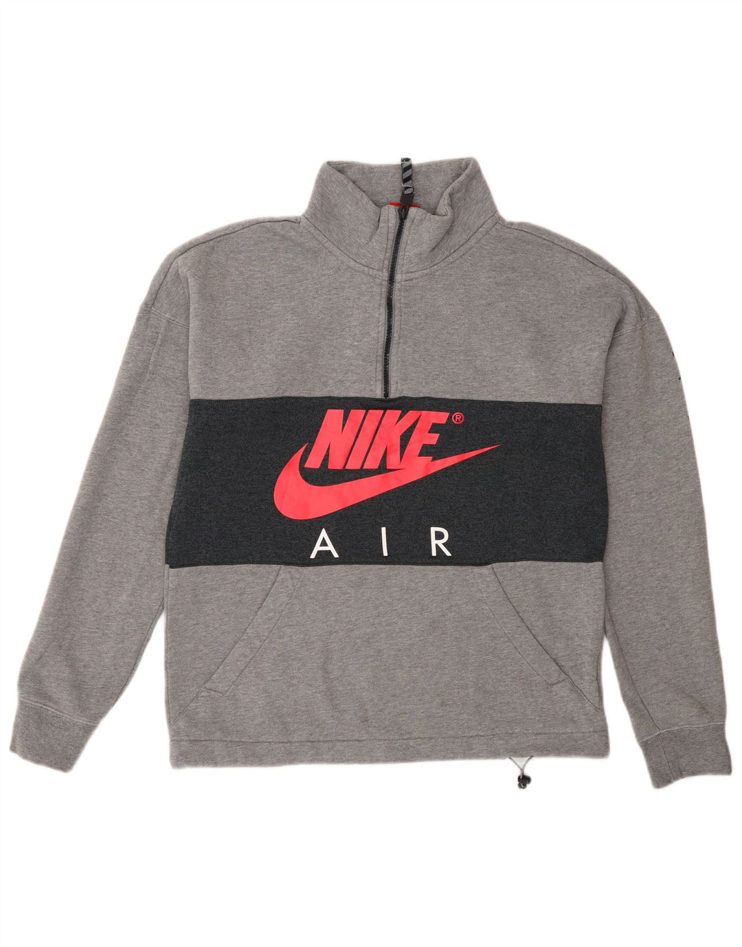 Moletom masculino Nike com zíper e gola redonda, moletom pequeno cinza colorblock algodão
