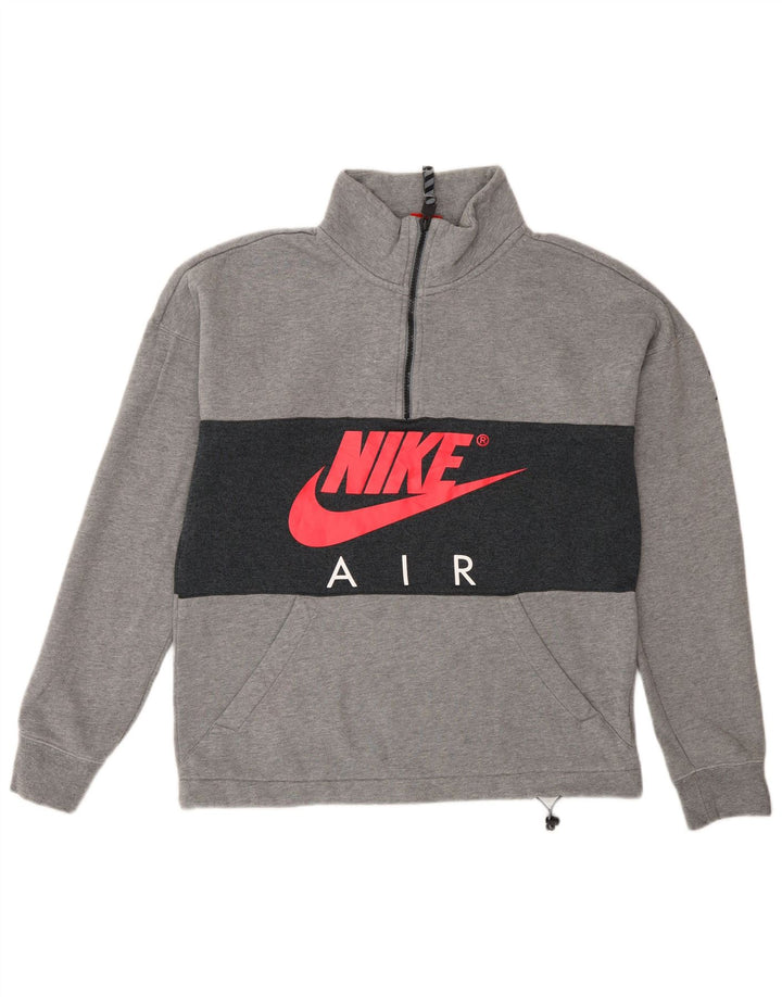 Moletom masculino Nike com zíper e gola redonda, moletom pequeno cinza colorblock algodão
