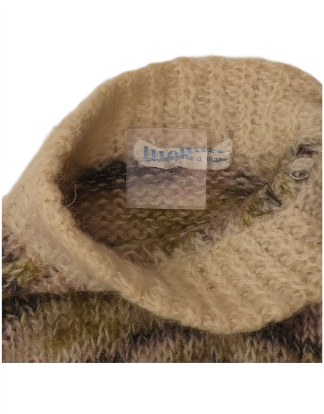 Suéter feminino vintage com gola tartaruga Reino Unido 12 bege médio salpicado