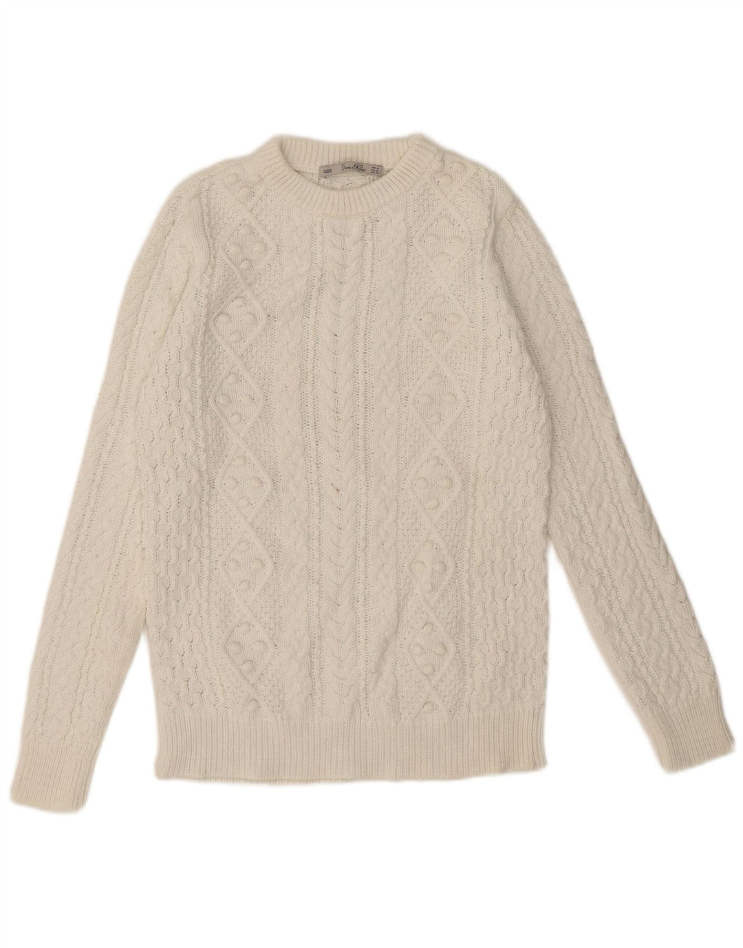 Zara Suéter feminino com gola redonda médio branco