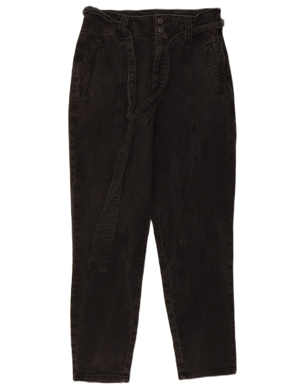 Calça jeans feminina Reiss cintura alta cônica W28 L27 algodão preto