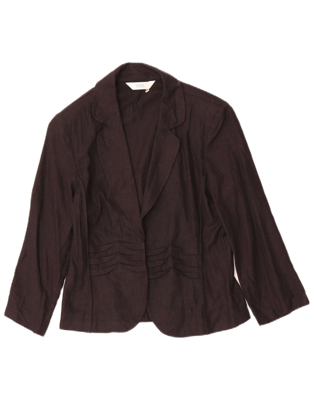 Jaqueta blazer feminina de manga 3/4 Marks & Spencer UK 8 pequena linho preto