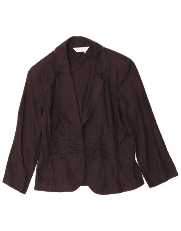 Jaqueta blazer feminina de manga 3/4 Marks & Spencer UK 8 pequena linho preto