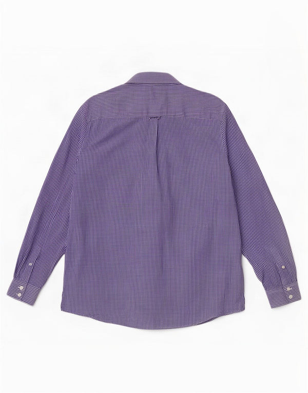 Crew Clothing Camisa masculina clássica de ajuste grande algodão guingão azul