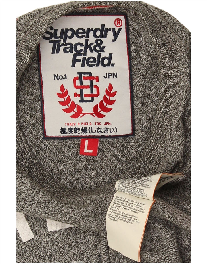 Camiseta masculina Superdry com estampa gráfica grande algodão manchado cinza