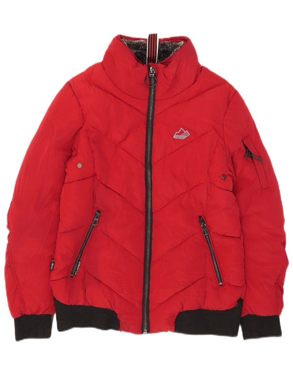 Jaqueta acolchoada feminina KHUJO UK 6 XS poliéster colorblock vermelho