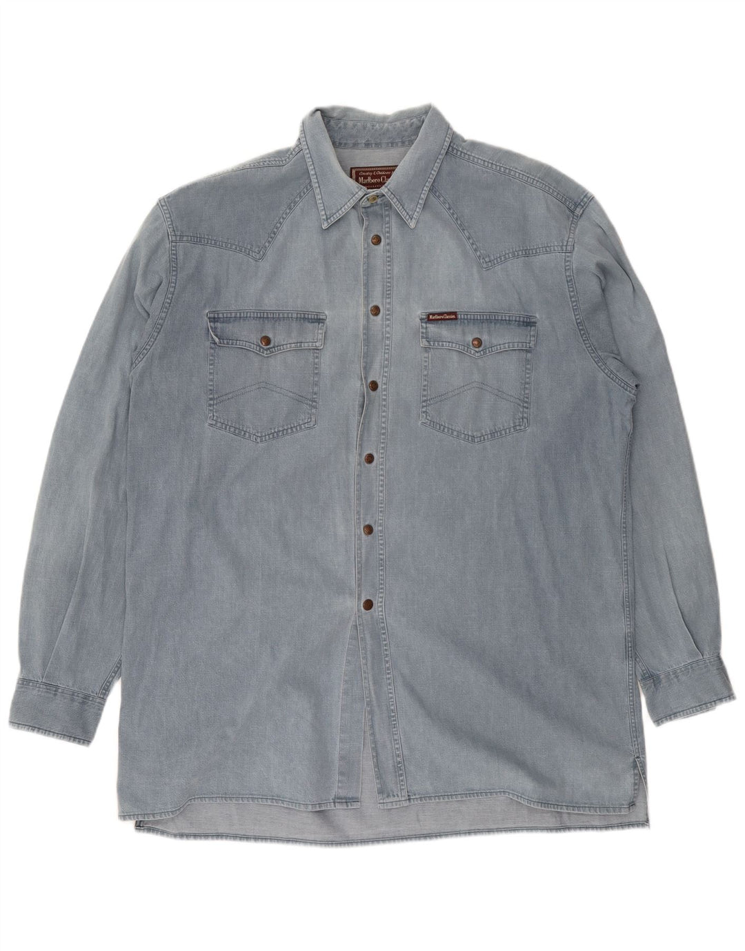 Camisa jeans masculina Marlboro Classics 2XL algodão azul