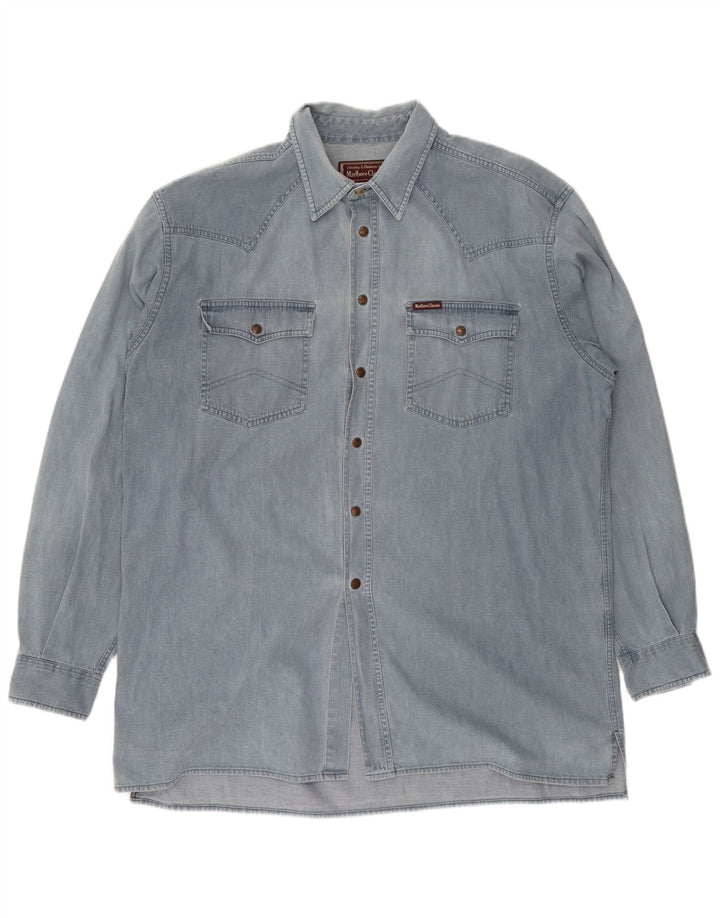 Camisa jeans masculina Marlboro Classics 2XL algodão azul