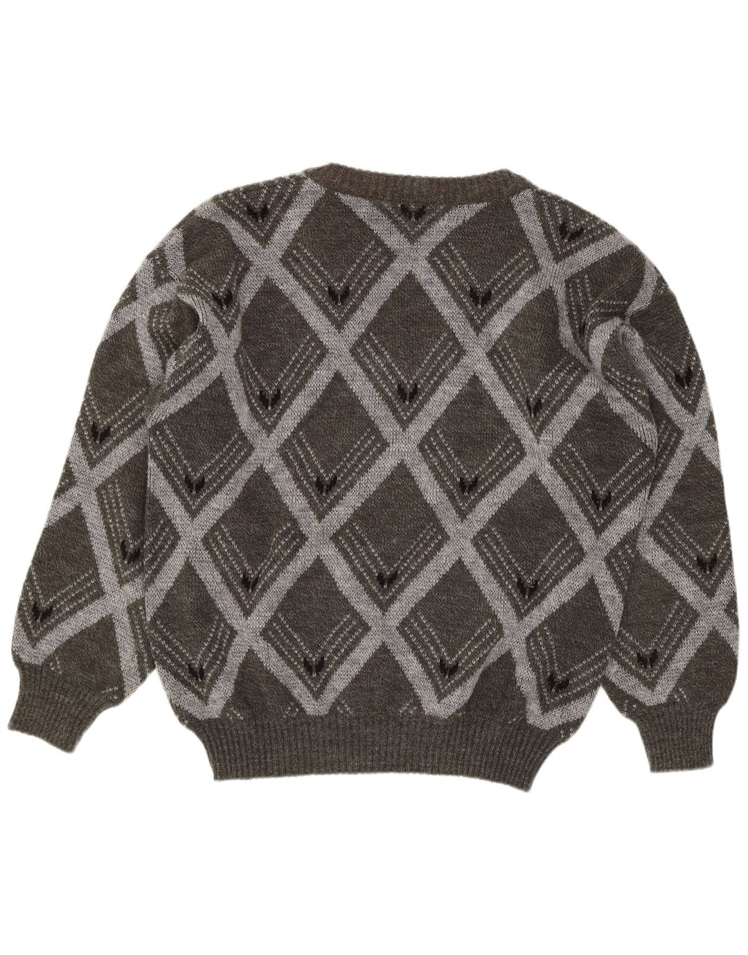 Suéter masculino vintage com decote em V IT 54 XL cinza Argyle/lã diamante