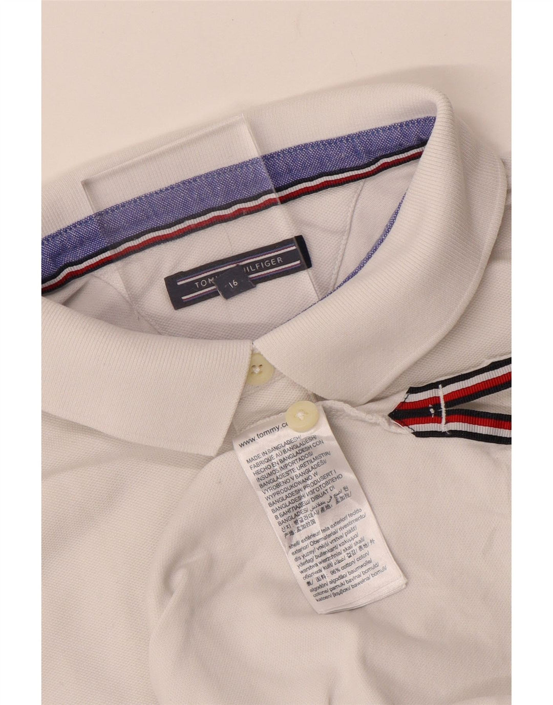 Camisa polo masculina TOMMY HILFIGER 15-16 anos algodão branco