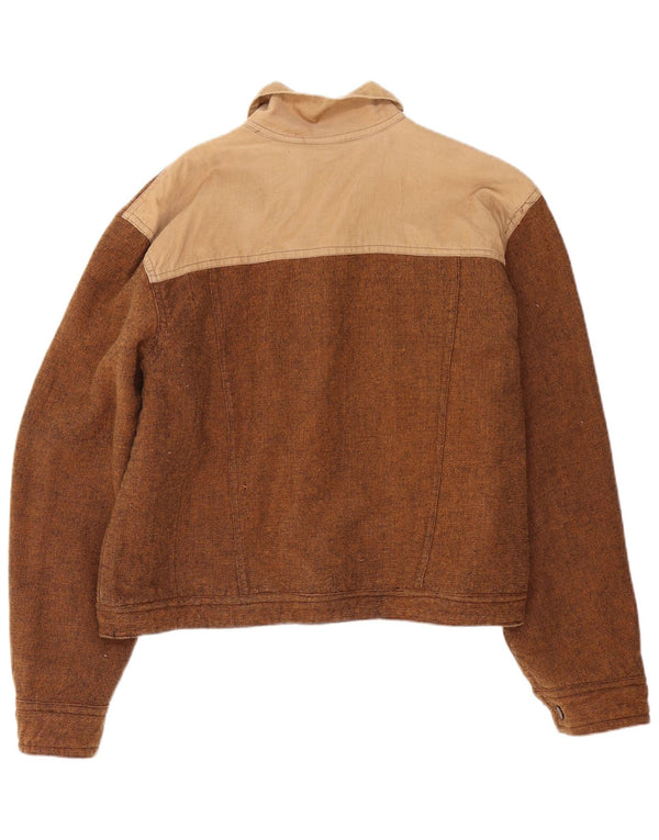 Jaqueta reversível feminina vintage UK 12 marrom médio