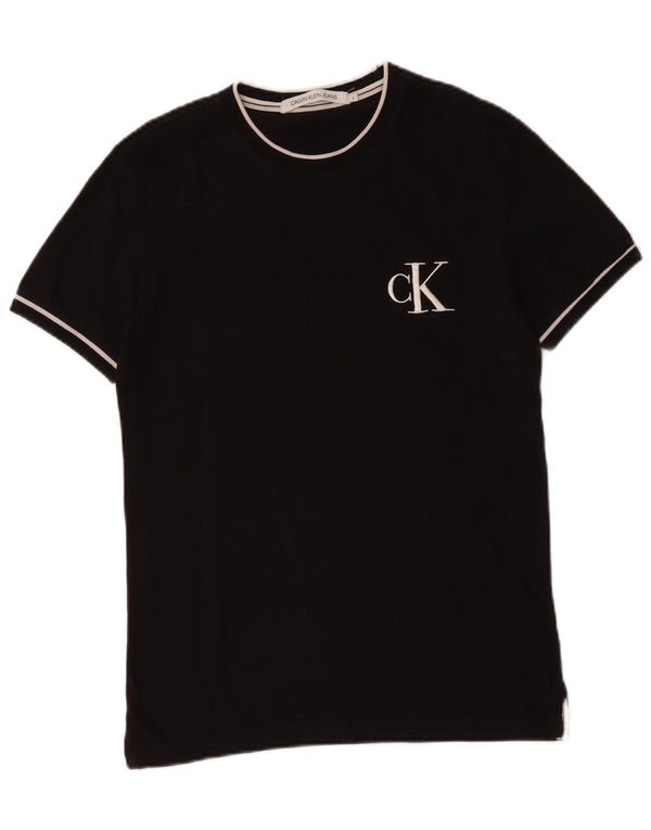 CALVIN KLEIN JEANS Camiseta masculina top pequeno algodão preto