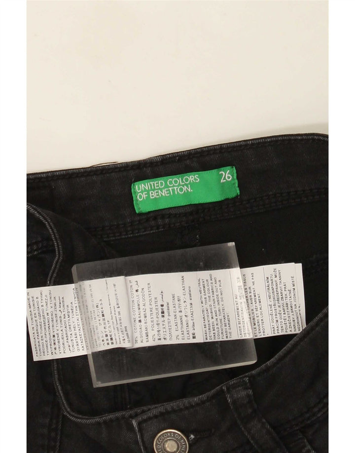 Benetton Jeans Slim Feminino W26 L29 Algodão Preto