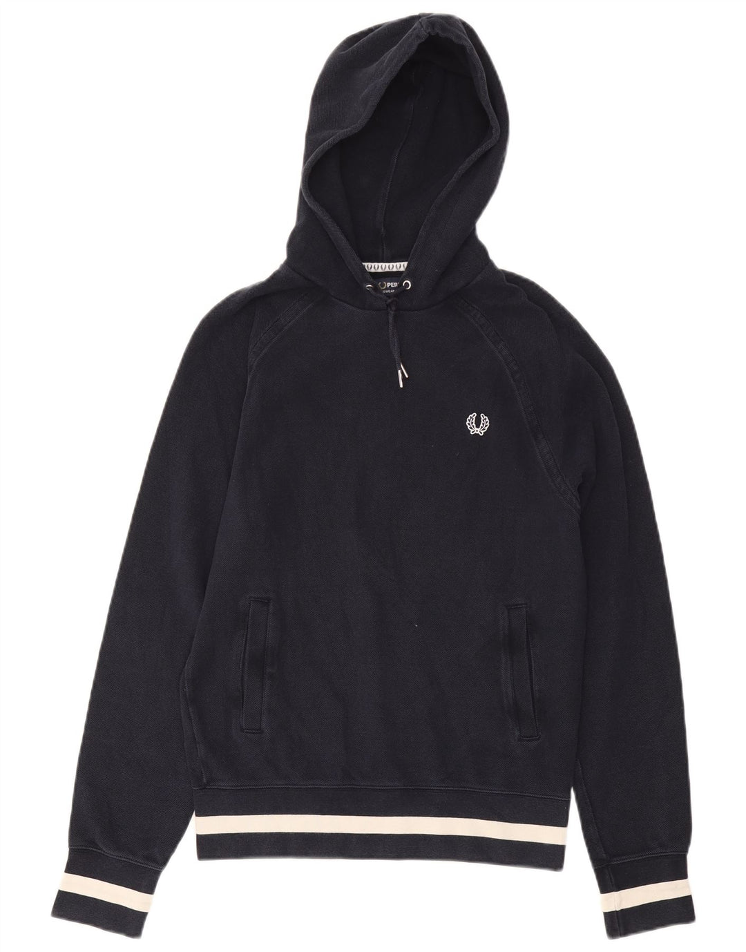 Fred Perry moletom com capuz masculino pequeno algodão azul marinho